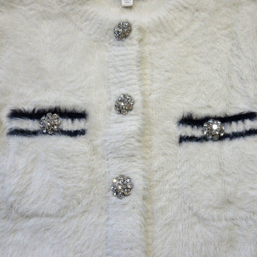 NWT J.Crew Sweater Lady Jacket in Light Bone Navy Brushed Yarn Cardigan XXS - Picture 3 of 7